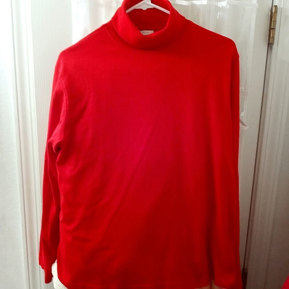 Studio Works Medium Red Long sleeve Turtle Neck with different designer pants.